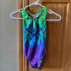 GK Green and Purple Kids Leotard